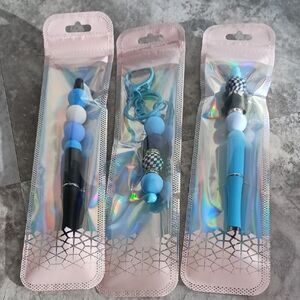 3PC Handcrafted Beaded PENS Bundle Office supplies Cute